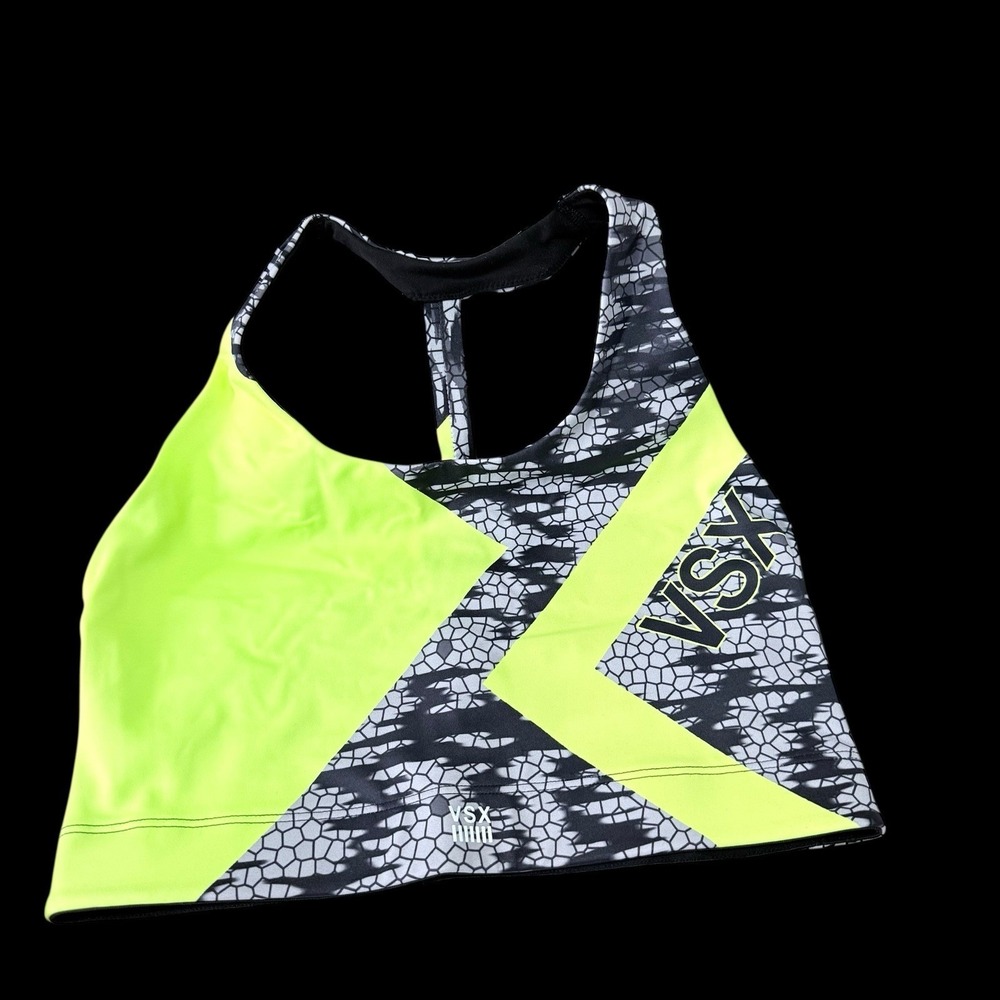 NWT M Victoria's Secret VSX Sport The Show Off Sport Bra Neon Snakeskin Print‎